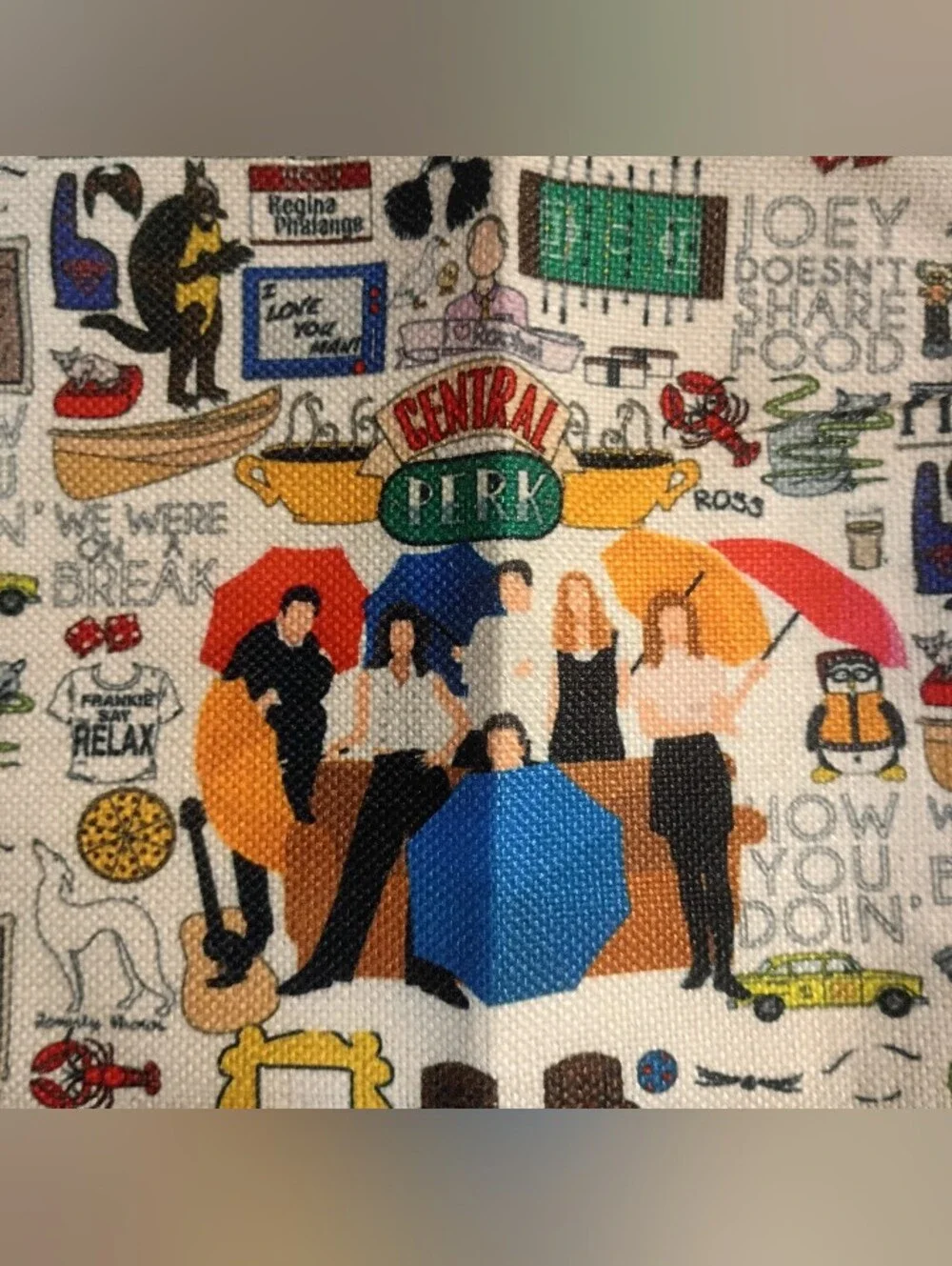 FRIENDS Canvas Cosmetic Pouch - White with Multicolor Graphics